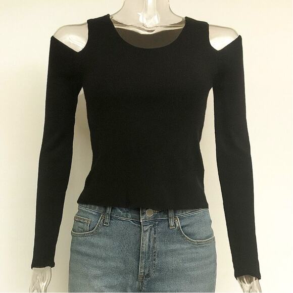 Rachel Rachel Roy Black Cutout Sweater Women’s Size M Cotton Wool y2k - Picture 1 of 5